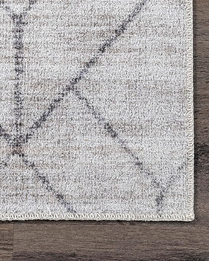 nuLOOM Regan Modern Geometric Machine Washable Ultra Thin Area Rug, 6x9, Light Grey - LeafyLoom