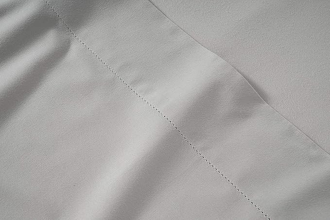 LANE LINEN 100% Organic Cotton Queen Sheets, 4Pc Cotton Sheets Queen Size Set, Classic Percale Weave Bedsheets Queen Size Bed, Sheet & Pillowcase Sets, Queen Bed Sheets Deep Pocket - Silver - LeafyLoom
