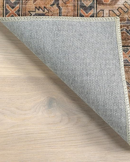 nuLOOM Gwyn Distressed Machine Washable Ultra Thin Area Rug, 5' x 8', Beige - LeafyLoom