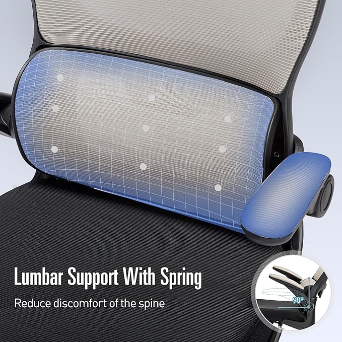 Office Chair, Ergonomic Office Chair Desk Chair with Headrest, High Back Mesh Computer Chairs for Home Office with Adjustable Back Support, 350lbs Comfortable Gray Office Chair, Tilt Lock - LeafyLoom