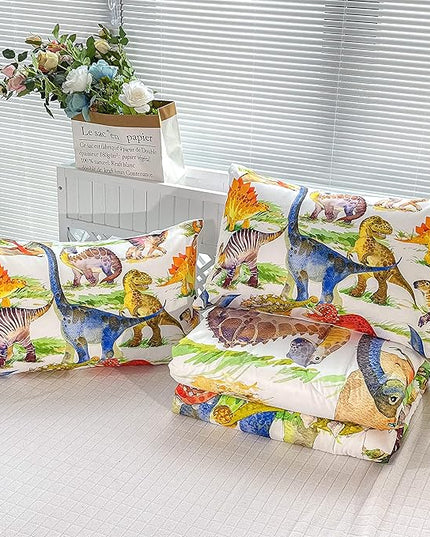 CVHOUSE Dinosaur Bedding Set,Dinosaur Comforter,Dinosaur Comforter Set King,Microfiber Quilt Set with 1 Comforter and 2 Pillow Cases - LeafyLoom