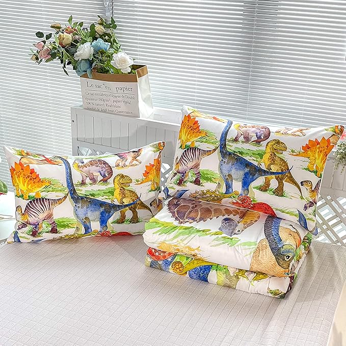 CVHOUSE Dinosaur Bedding Set,Dinosaur Comforter,Dinosaur Comforter Set King,Microfiber Quilt Set with 1 Comforter and 2 Pillow Cases - LeafyLoom