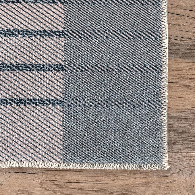 nuLOOM Lennie Modern Multi Striped Machine Washable Ultra Thin Area Rug, 3' x 5', Beige - LeafyLoom