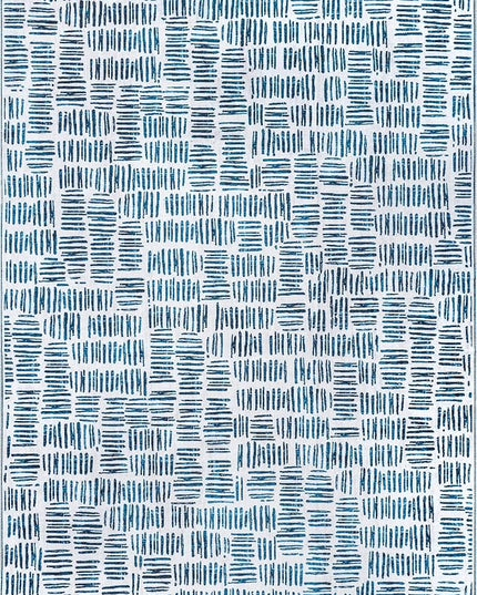 nuLOOM Mitzi Abstract Lines Machine Washable Ultra Thin Area Rug, 8' x 10', Blue - LeafyLoom