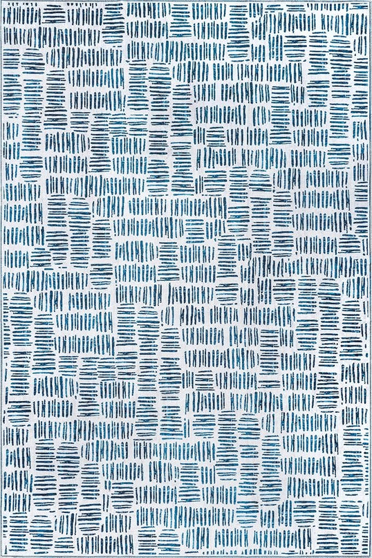 nuLOOM Mitzi Abstract Lines Machine Washable Ultra Thin Area Rug, 8' x 10', Blue - LeafyLoom