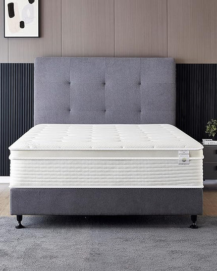 Oliver & Smith 12 Inch Hybrid Twin Bed Mattress Pocketed Coil Spring High Density Cold Foam Polyester Cover Comfort Plush Euro Pillow Top Medium Firm - LeafyLoom
