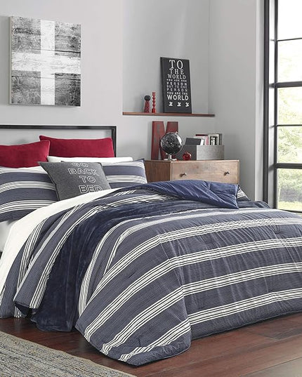 Nautica Comforter Set Reversible Bedding with Matching Sham, Stylish Home Decor, King, Craver Navy/White - LeafyLoom
