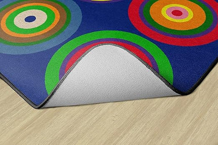 Flagship Carpets Color Rings Colorful Children's Area Rug for Kids Room Circle Seating Décor, Play Carpet for Teaching and Playing, Seats 24, 7'6" x 12', Indigo Blue - LeafyLoom