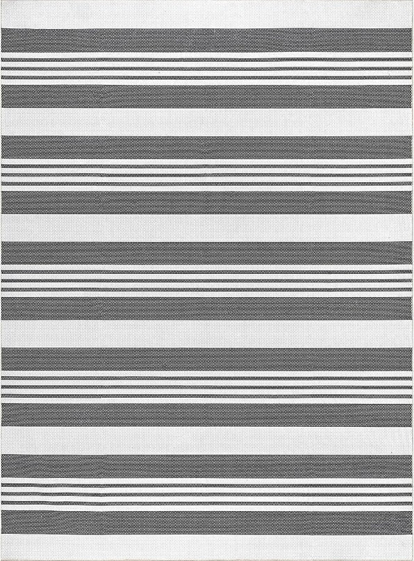 nuLOOM Lena Machine Washable Striped Area Rug, 5' x 8', Grey, Rectangular - LeafyLoom