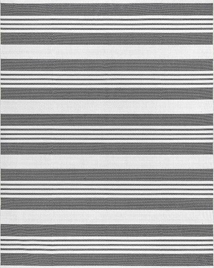nuLOOM Lena Machine Washable Striped Ultra Thin Area Rug, 3' x 5', Grey - LeafyLoom