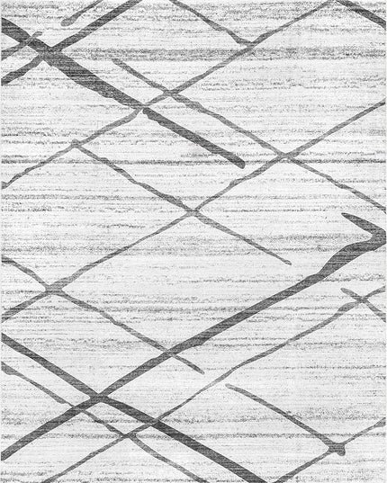 nuLOOM Trellis Stripes Machine Washable Ultra Thin Area Rug, 5' x 8', Light Grey - LeafyLoom