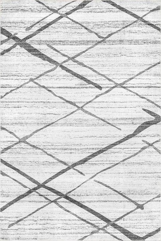 nuLOOM Trellis Stripes Machine Washable Ultra Thin Area Rug, 5' x 8', Light Grey - LeafyLoom