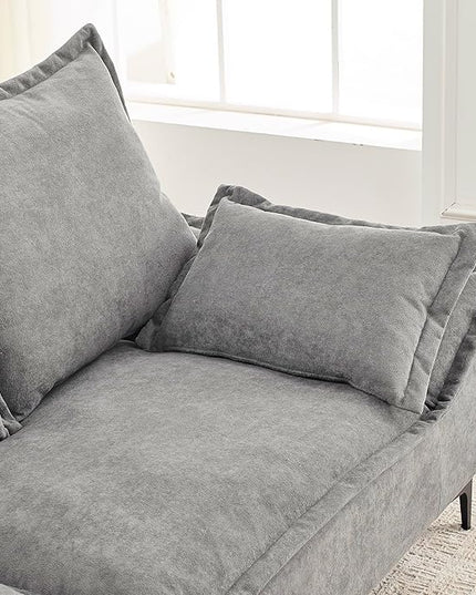 Modern Sleeper Sailboat Sofa Couch Dutch Velvet 3-Seater Cloud Sofa&Couch with Two Pillows for Apartments Office Studio Small Spaces Living Rooms, 88.5", Grey-005 - LeafyLoom