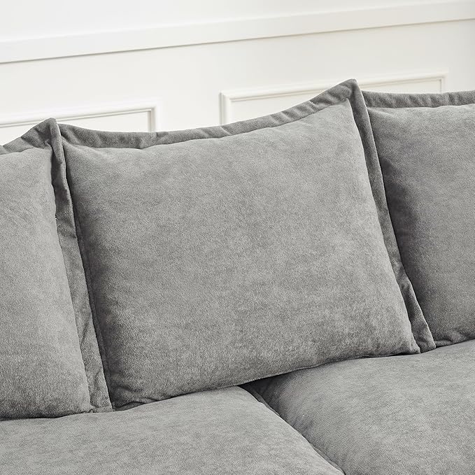 Modern Sleeper Sailboat Sofa Couch Dutch Velvet 3-Seater Cloud Sofa&Couch with Two Pillows for Apartments Office Studio Small Spaces Living Rooms, 88.5", Grey-005 - LeafyLoom