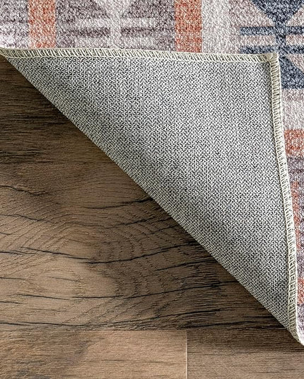 nuLOOM Leighton Machine Washable Southwestern Medallion Ultra Thin Area Rug, 5' x 8', Peach - LeafyLoom