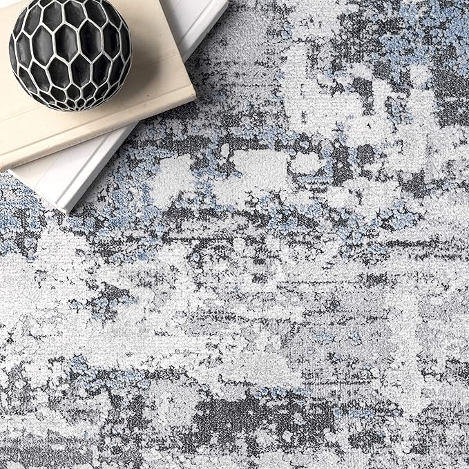 NuLoom Dali Abstract Machine Washable Area Rug, 9x12, Grey - LeafyLoom