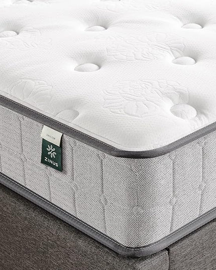 ZINUS 8 Inch Comfort Support Cooling Gel Hybrid Mattress, Queen, Tight Top Innerspring Mattress, Motion Isolating Pocket Springs, Mattress in A Box - LeafyLoom
