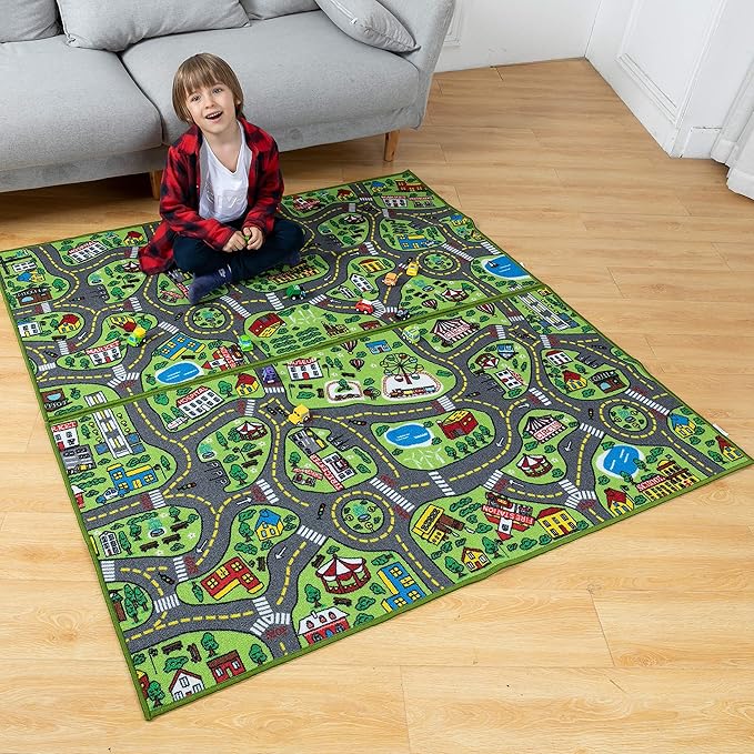JOYIN 2 Pack Playmat City Life Carpet for Kids Age 3+, Jumbo Play Room Rug, City Pretend Play - LeafyLoom