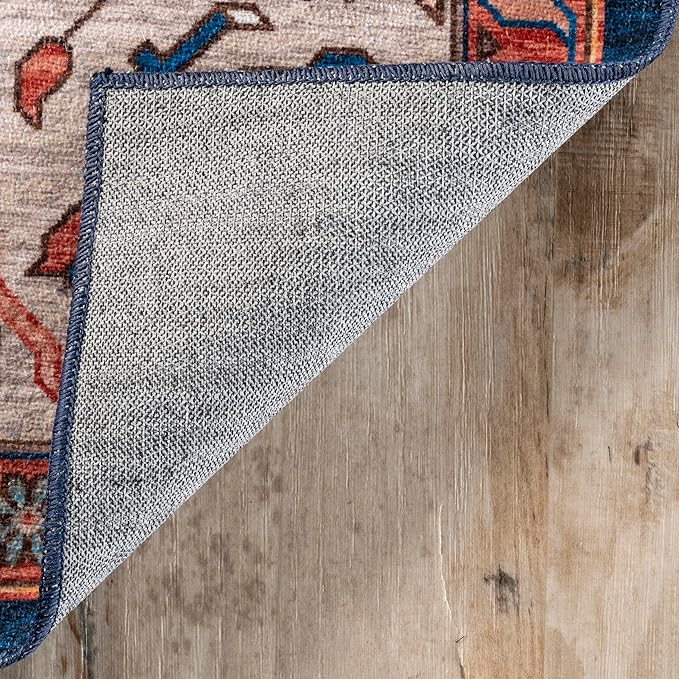 nuLOOM Carolyn Machine Washable Tribal Motif Ultra Thin Area Rug, 5' x 8', Rust - LeafyLoom