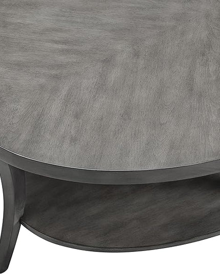 NicBex Coffee Table Wooden Coffee Table with Storage Oval Center Tables with Display Shelves Dining Table for Living Room, Dining Room, Office, and Bedroom,48" W, Gray - LeafyLoom