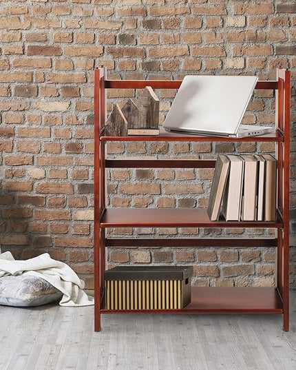 Casual Home 3-Shelf Folding Stackable Bookcase (27.5" Wide)-Walnut - LeafyLoom
