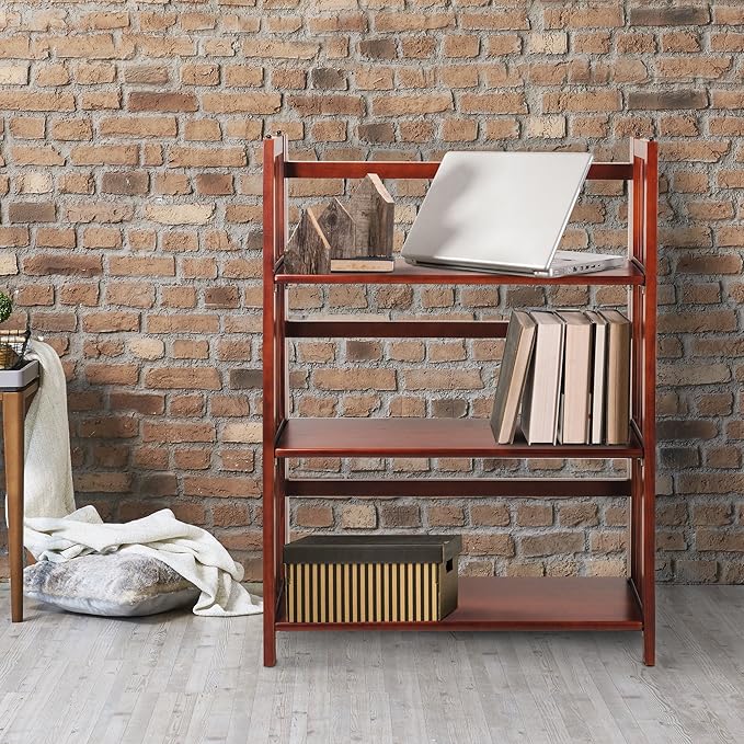 Casual Home 3-Shelf Folding Stackable Bookcase (27.5" Wide)-Walnut - LeafyLoom