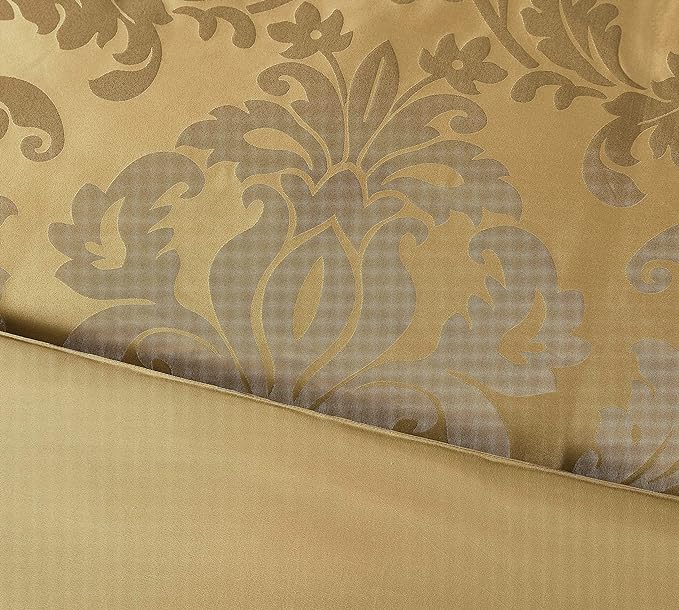 Chezmoi Collection 7-Piece Jacquard Floral Comforter Set (California King, Gold) - LeafyLoom