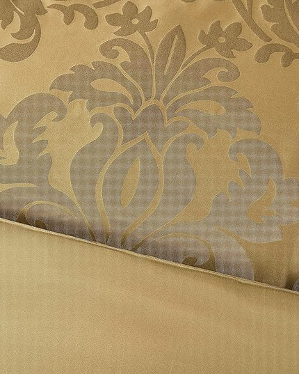 Chezmoi Collection 7-Piece Jacquard Floral Comforter Set (King, Gold) - LeafyLoom