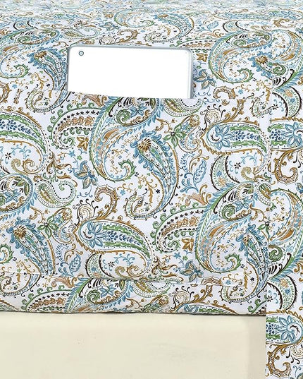 Elegant Comfort Softest and Coziest 6-Piece Sheet Set - 1500 Premium Hotel Quality Microfiber - Deep Pocket, Wrinkle Resistant 6-Piece Paisley Pattern Bed Sheet Set, Queen, Paisley Teal - LeafyLoom