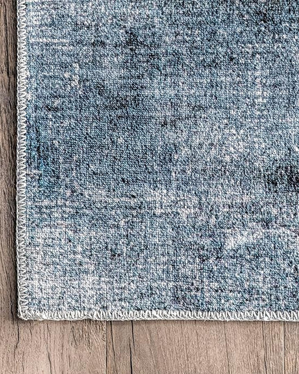 nuLOOM Katia Modern Abstract Machine Washable Ultra Thin Runner Rug, 2' 6" x 8', Blue - LeafyLoom