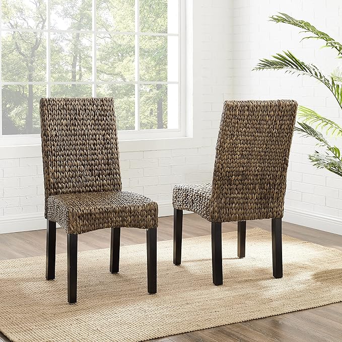 Crosley Furniture Edgewater Dining Chair, Set of 2, Seagrass - LeafyLoom