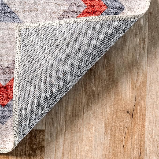 nuLOOM Jayde Machine Washable Southwestern Diamond Ultra Thin Area Rug, 5' x 8', Beige - LeafyLoom