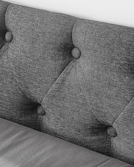 Queen Size Daybed with 2 Drawers, Upholstered Tufted Day Bed, with Button Back and Waved Shape Arms, Wood Slat Support, No Spring Box Need, for Bedroom, Livingroom - LeafyLoom