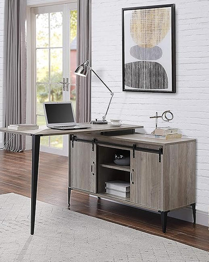 NicBex Kimberly-DW-00023-LWJ Home Office Desks, 48"x48"x31", Gray Oak - LeafyLoom