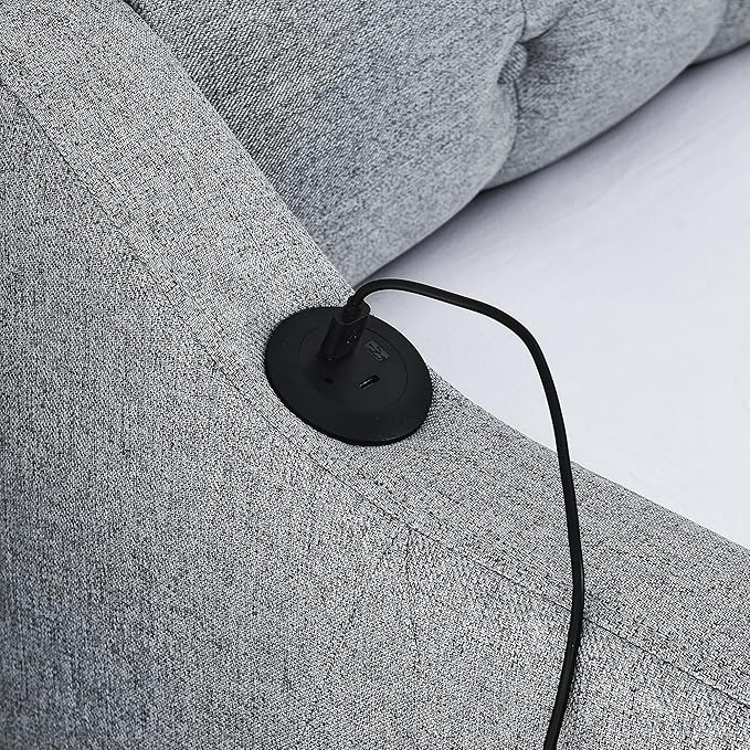 Full Size Upholstery modern linen Daybed, Trundle sofaBed,Armrest with USB charging end pull out Button Tufted Armrest side with pocket,for Bedroom Living Room - LeafyLoom
