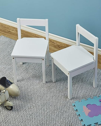 Amazon Basics Solid Wood Kids Activity Chair Set, 23.8-Inch Height - 2-Pack, White - LeafyLoom