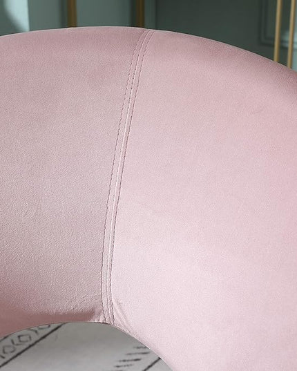 Roundhill Furniture Slatina Silky Velvet Upholstered Accent Chair with Gold Tone Finished Base, 25D x 28W x 31.5H in, Pink - LeafyLoom