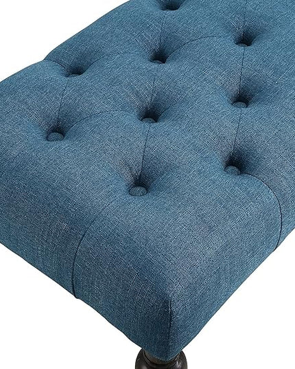 Roundhill Furniture Leviton Urban Style Dark Washed Wood Dining Set: Table, 4 Chairs and Bench, Blue - LeafyLoom