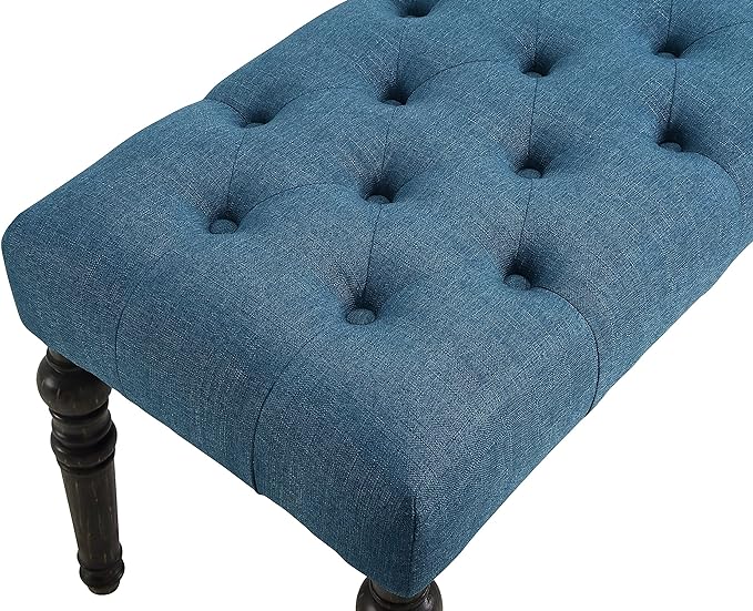 Roundhill Furniture Leviton Urban Style Dark Washed Wood Dining Set: Table, 4 Chairs and Bench, Blue - LeafyLoom