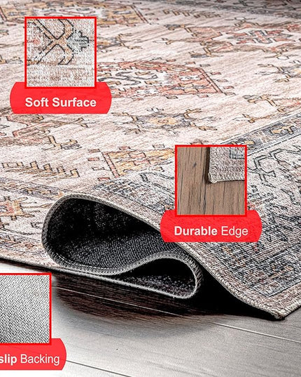 nuLOOM Finley Machine Washable Vintage Distressed Ultra Thin Accent Rug, 2' x 3', Beige - LeafyLoom