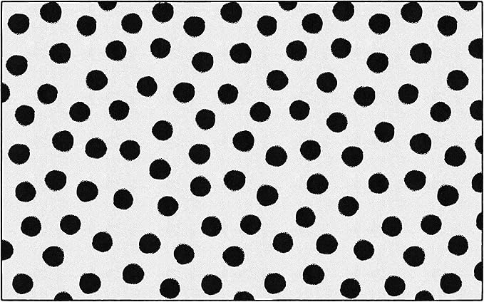Flagship Carpets Schoolgirl Style Picasso Painted Dots Classroom Area Rug for Indoor Classroom Learning or Kid Bedroom Educational Play Mat, 7'6"x12', White - LeafyLoom