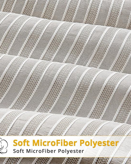 ENCOFT Light Grey Comforter Queen Size, 3 Piece White Striped Comforter for Queen Size Bed, with 2 Pillowcase, Soft Microfiber Light Weight Bedding Set with Comforter, 90" x 90" - LeafyLoom