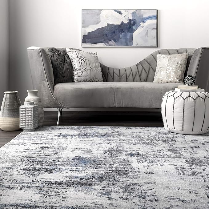 nuLOOM Dali Abstract Machine Washable Area Rug, 4x6, Grey - LeafyLoom