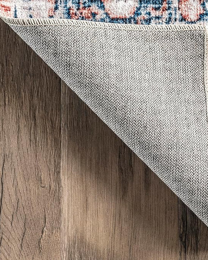 nuLOOM Rina Faded Persian Machine Washable Ultra Thin Area Rug, 5' x 8', Rust - LeafyLoom