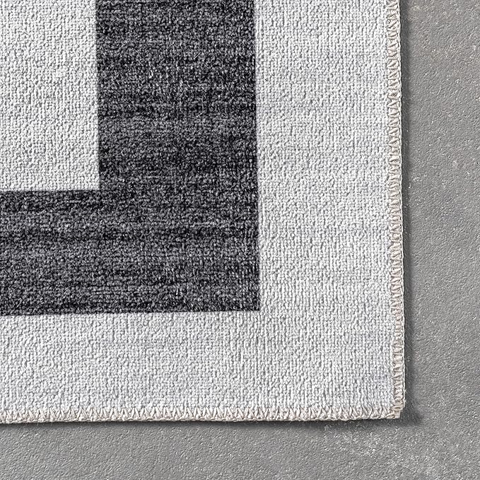 nuLOOM Sharri Modern Striped Machine Washable Ultra Thin Area Rug, 4' x 6', Grey - LeafyLoom
