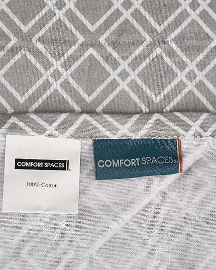 Comfort Spaces Cotton Flannel Breathable Warm Deep Pocket Sheets with Pillow Case Bedding, Cal King, Grey Geo 4 Piece - LeafyLoom