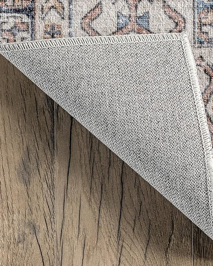 nuLOOM Drina Distressed Machine Washable Ultra Thin Runner Rug, 2' 6" x 8', Blue - LeafyLoom
