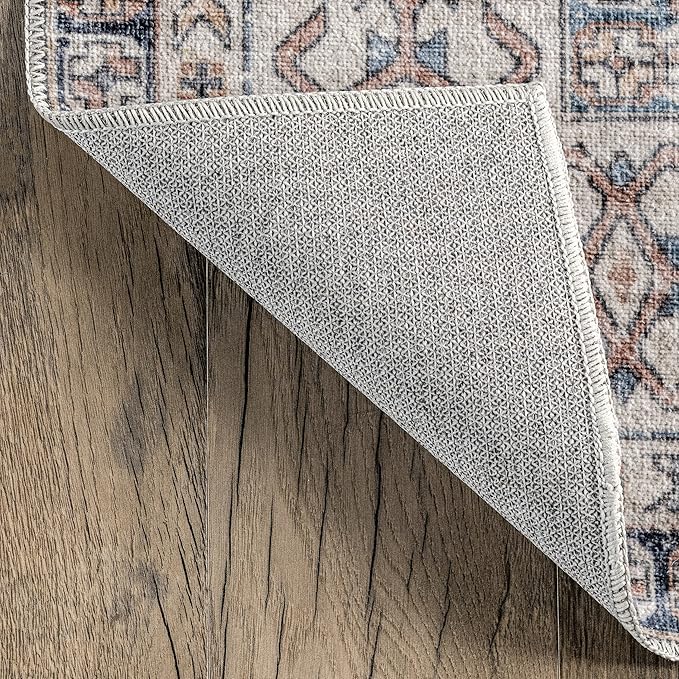 nuLOOM Drina Distressed Machine Washable Ultra Thin Runner Rug, 2' 6" x 8', Blue - LeafyLoom