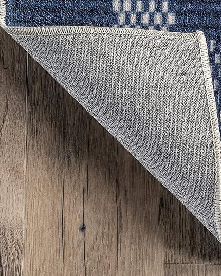 nuLOOM Rianne Machine Washable Plaid Farmhouse Ultra Thin Area Rug, 8' x 10', Blue - LeafyLoom