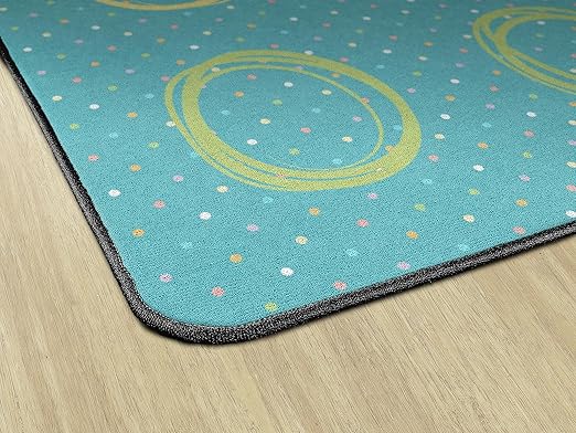 Flagship Carpets Smiley Circle Sampler Abstract Educational Area Rug for Kids Room Seating Décor, Children's Classroom, Play Carpet for Teaching and Playroom, Seats 30, 10'6"x13'2", Blue & Multi - LeafyLoom